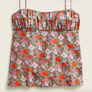 NEW J CREW Gathered organic cotton camisole in Liberty® Meadow Song XS 2